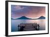 Jetty in a lake with a mountain range in the background, Lake Atitlan, Santa Cruz La Laguna, Wes...-null-Framed Photographic Print