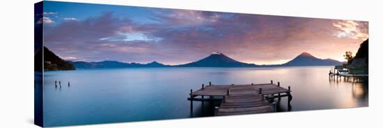 Jetty in a Lake with a Mountain Range in the Background, Lake Atitlan, Santa Cruz La Laguna-null-Stretched Canvas