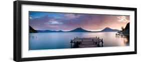 Jetty in a Lake with a Mountain Range in the Background, Lake Atitlan, Santa Cruz La Laguna-null-Framed Premium Photographic Print