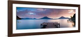 Jetty in a Lake with a Mountain Range in the Background, Lake Atitlan, Santa Cruz La Laguna-null-Framed Premium Photographic Print