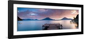 Jetty in a Lake with a Mountain Range in the Background, Lake Atitlan, Santa Cruz La Laguna-null-Framed Premium Photographic Print