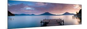 Jetty in a Lake with a Mountain Range in the Background, Lake Atitlan, Santa Cruz La Laguna-null-Mounted Premium Photographic Print