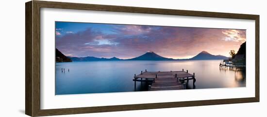 Jetty in a Lake with a Mountain Range in the Background, Lake Atitlan, Santa Cruz La Laguna-null-Framed Photographic Print