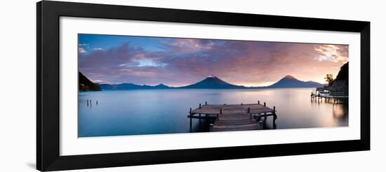 Jetty in a Lake with a Mountain Range in the Background, Lake Atitlan, Santa Cruz La Laguna-null-Framed Photographic Print