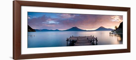 Jetty in a Lake with a Mountain Range in the Background, Lake Atitlan, Santa Cruz La Laguna-null-Framed Photographic Print