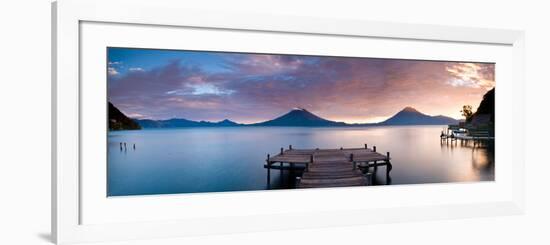 Jetty in a Lake with a Mountain Range in the Background, Lake Atitlan, Santa Cruz La Laguna-null-Framed Photographic Print