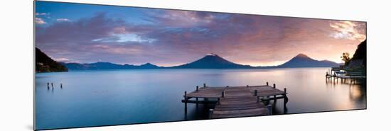 Jetty in a Lake with a Mountain Range in the Background, Lake Atitlan, Santa Cruz La Laguna-null-Mounted Photographic Print