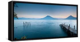 Jetty in a Lake with a Mountain Range in the Background, Lake Atitlan, Santa Cruz La Laguna-null-Framed Stretched Canvas