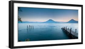 Jetty in a Lake with a Mountain Range in the Background, Lake Atitlan, Santa Cruz La Laguna-null-Framed Photographic Print