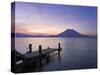 Jetty, Lake Atitlan and Volcano San Pedro, Dawn, Guatemala-Michele Falzone-Stretched Canvas