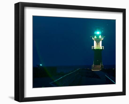 Jetty Lighthouse, Warnemunde, Germany-Russell Young-Framed Premium Photographic Print