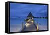 Jetty of Intercontinental Bora Bora Le Moana Resort at Dusk, Bora Bora, Society Islands-Ian Trower-Framed Stretched Canvas