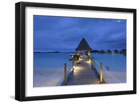 Jetty of Intercontinental Bora Bora Le Moana Resort at Dusk, Bora Bora, Society Islands-Ian Trower-Framed Photographic Print