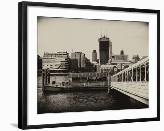 Jetty of The River Thames View with the 20 Fenchurch Street Building (The Walkie-Talkie) - London-Philippe Hugonnard-Framed Photographic Print