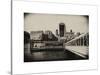 Jetty of The River Thames View with the 20 Fenchurch Street Building (The Walkie-Talkie) - London-Philippe Hugonnard-Stretched Canvas