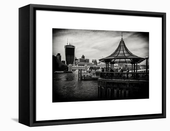 Jetty of The River Thames View with the 20 Fenchurch Street Building (The Walkie-Talkie) - London-Philippe Hugonnard-Framed Stretched Canvas