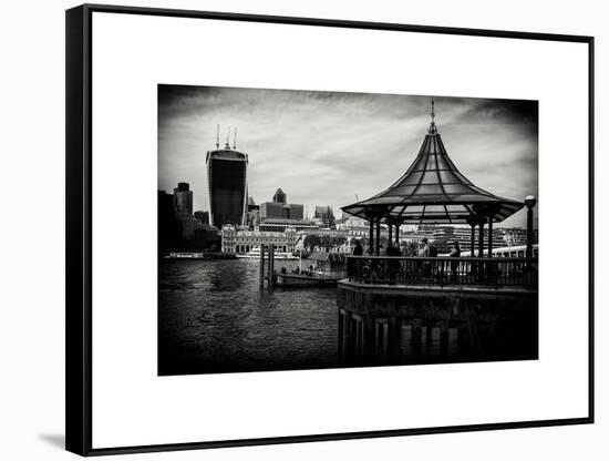 Jetty of The River Thames View with the 20 Fenchurch Street Building (The Walkie-Talkie) - London-Philippe Hugonnard-Framed Stretched Canvas