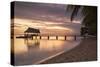 Jetty on Leleuvia Island at Sunset, Lomaiviti Islands, Fiji, South Pacific, Pacific-Ian Trower-Stretched Canvas