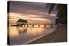 Jetty on Leleuvia Island at Sunset, Lomaiviti Islands, Fiji, South Pacific, Pacific-Ian Trower-Stretched Canvas