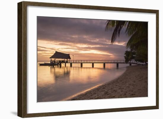 Jetty on Leleuvia Island at Sunset, Lomaiviti Islands, Fiji, South Pacific, Pacific-Ian Trower-Framed Photographic Print