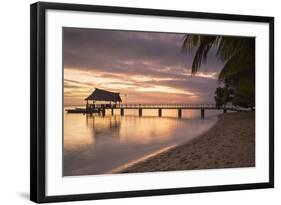 Jetty on Leleuvia Island at Sunset, Lomaiviti Islands, Fiji, South Pacific, Pacific-Ian Trower-Framed Photographic Print