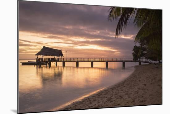 Jetty on Leleuvia Island at Sunset, Lomaiviti Islands, Fiji, South Pacific, Pacific-Ian Trower-Mounted Photographic Print