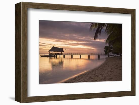 Jetty on Leleuvia Island at Sunset, Lomaiviti Islands, Fiji, South Pacific, Pacific-Ian Trower-Framed Photographic Print