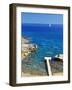 Jetty on the Beach and Boat, Rhodes, Dodecanese, Greek Islands, Greece, Europe-Sakis Papadopoulos-Framed Photographic Print