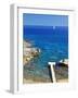 Jetty on the Beach and Boat, Rhodes, Dodecanese, Greek Islands, Greece, Europe-Sakis Papadopoulos-Framed Photographic Print