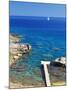 Jetty on the Beach and Boat, Rhodes, Dodecanese, Greek Islands, Greece, Europe-Sakis Papadopoulos-Mounted Photographic Print