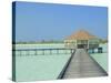 Jetty on the Island of Digofinolu in the Maldive Islands, Indian Ocean-Fraser Hall-Stretched Canvas
