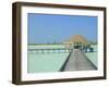 Jetty on the Island of Digofinolu in the Maldive Islands, Indian Ocean-Fraser Hall-Framed Photographic Print