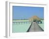 Jetty on the Island of Digofinolu in the Maldive Islands, Indian Ocean-Fraser Hall-Framed Photographic Print