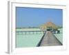 Jetty on the Island of Digofinolu in the Maldive Islands, Indian Ocean-Fraser Hall-Framed Photographic Print