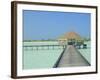 Jetty on the Island of Digofinolu in the Maldive Islands, Indian Ocean-Fraser Hall-Framed Photographic Print