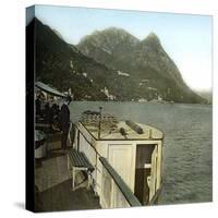 Jetty on the Italian Shores of Lake Lugano, Circa 1890-Leon, Levy et Fils-Stretched Canvas