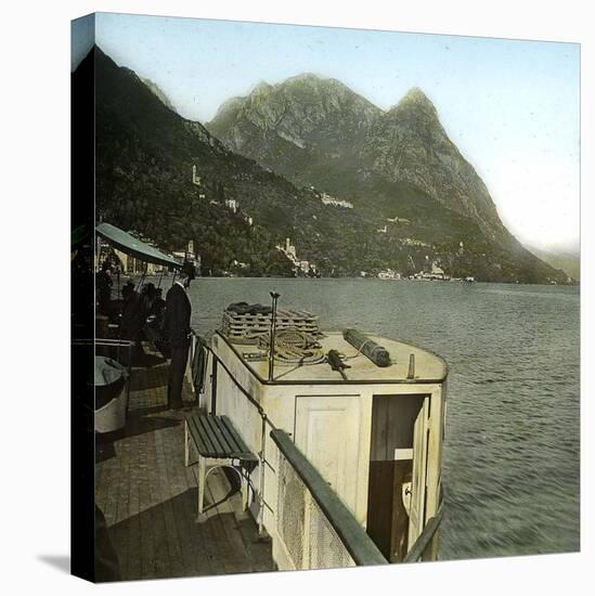 Jetty on the Italian Shores of Lake Lugano, Circa 1890-Leon, Levy et Fils-Stretched Canvas