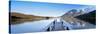 Jetty on the Lake Eibsee with Wetterstein Mountains and Zugspitze Mountain, Bavaria, Germany-null-Stretched Canvas