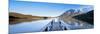 Jetty on the Lake Eibsee with Wetterstein Mountains and Zugspitze Mountain, Bavaria, Germany-null-Mounted Photographic Print