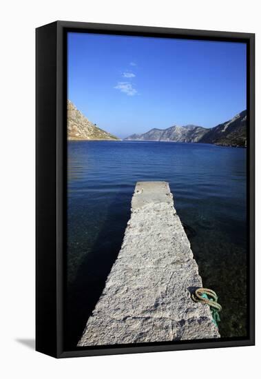 Jetty on the Secluded and Remote North Coast of Kalymnos Island-David Pickford-Framed Stretched Canvas