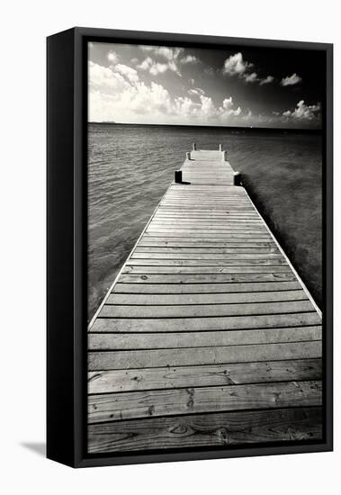 Jetty Perspective, Grand Cayman Island-George Oze-Framed Stretched Canvas