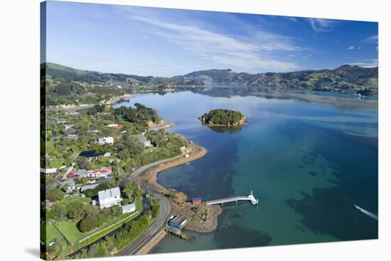 Jetty, Portobello, Otago Peninsula, Pudding Island, Otago Harbour, Dunedin, S Island, New Zealand.-David Wall-Stretched Canvas