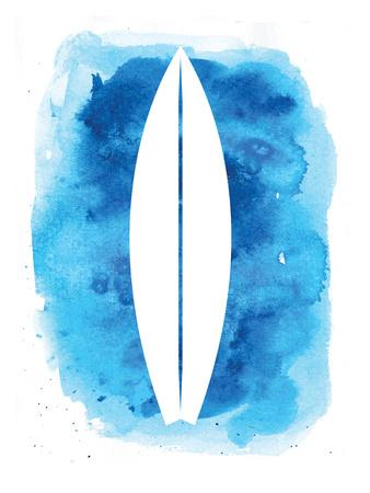 Watercolor Blue Surfboard