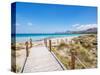 Jetty to S'Arenal Beach, Alcudia Bay, Son Serra de Marina-Karol Kozlowski-Stretched Canvas