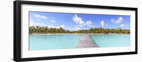 Jetty to Tropical Island, Tikehau Atoll, Tuamotus, French Polynesia-Matteo Colombo-Framed Photographic Print