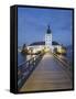 Jetty Towards Schloss Orth, Gmunden, Traunsee, Upper Austria-Rainer Mirau-Framed Stretched Canvas