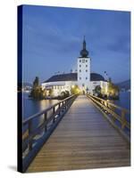 Jetty Towards Schloss Orth, Gmunden, Traunsee, Upper Austria-Rainer Mirau-Stretched Canvas