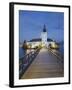 Jetty Towards Schloss Orth, Gmunden, Traunsee, Upper Austria-Rainer Mirau-Framed Photographic Print