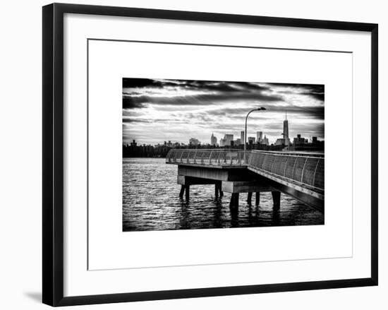 Jetty View with Manhattan and One World Trade Center (1WTC) at Sunset-Philippe Hugonnard-Framed Art Print