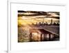 Jetty View with Manhattan and One World Trade Center (1WTC) at Sunset-Philippe Hugonnard-Framed Art Print